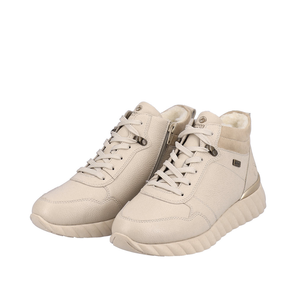 Remonte D5981-60 Ανατομικό Δερμάτινο Μποτάκι Sneaker Ιβουάρ φωτογραφία